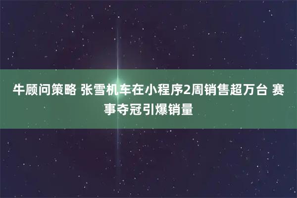牛顾问策略 张雪机车在小程序2周销售超万台 赛事夺冠引爆销量
